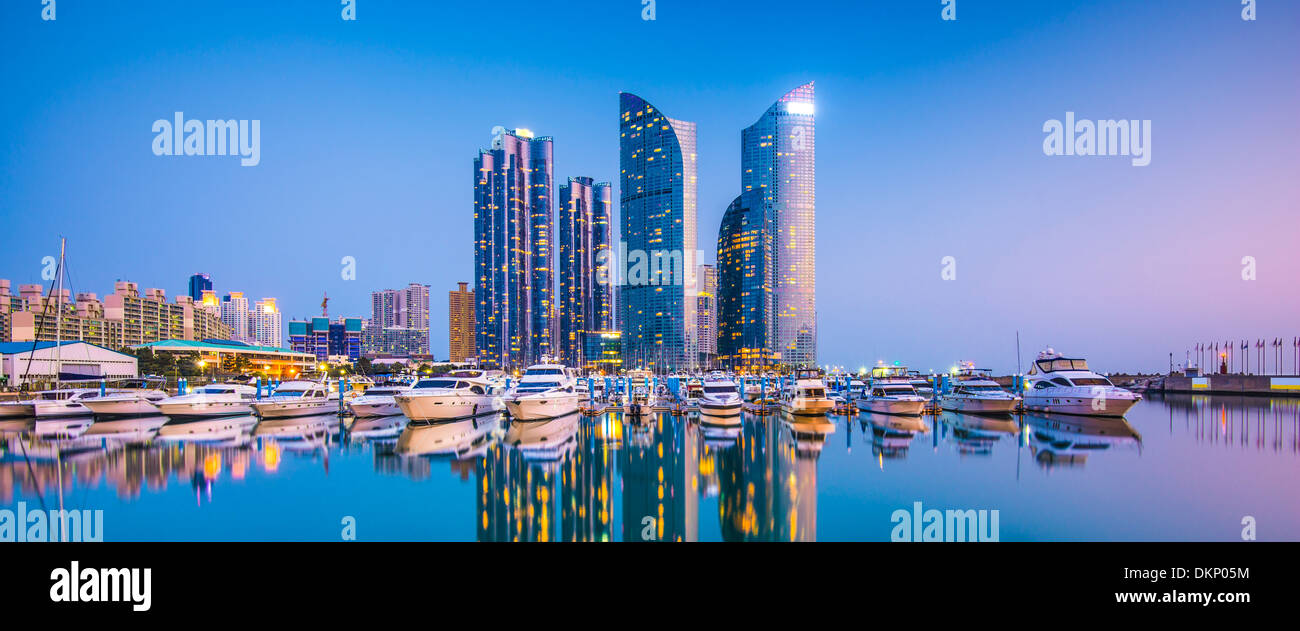 Busan, Südkorea Stadtbild im Stadtteil Haeundae. Stockfoto
