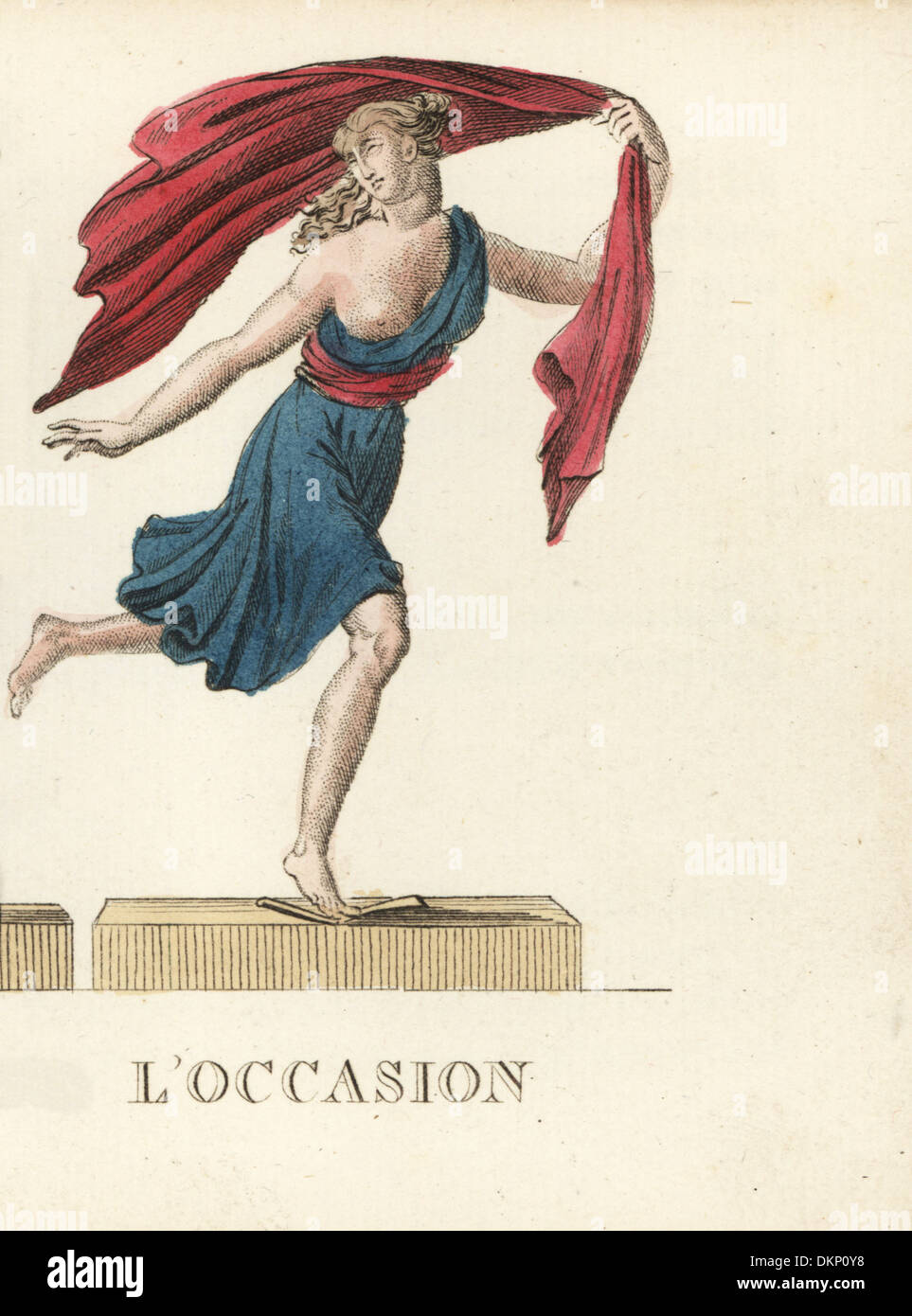 Occasio, römische allegorische Figur Gelegenheit, dargestellt ausgeführt. Stockfoto