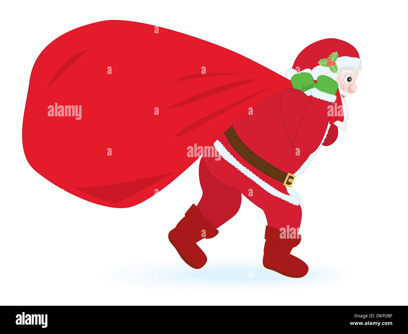 Santa Claus mit riesigen Beutel mit Geschenke Stockfoto