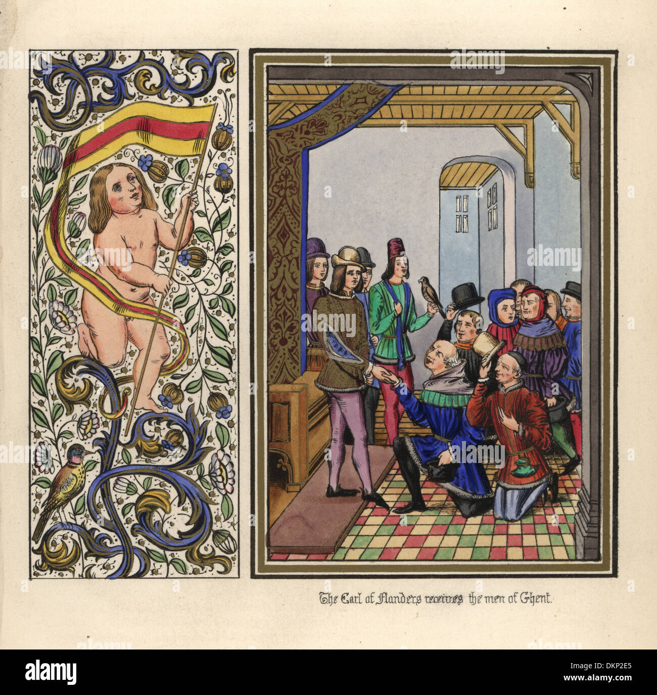 Graf Louis II. von Flandern erhält die Männer von Gent. Stockfoto