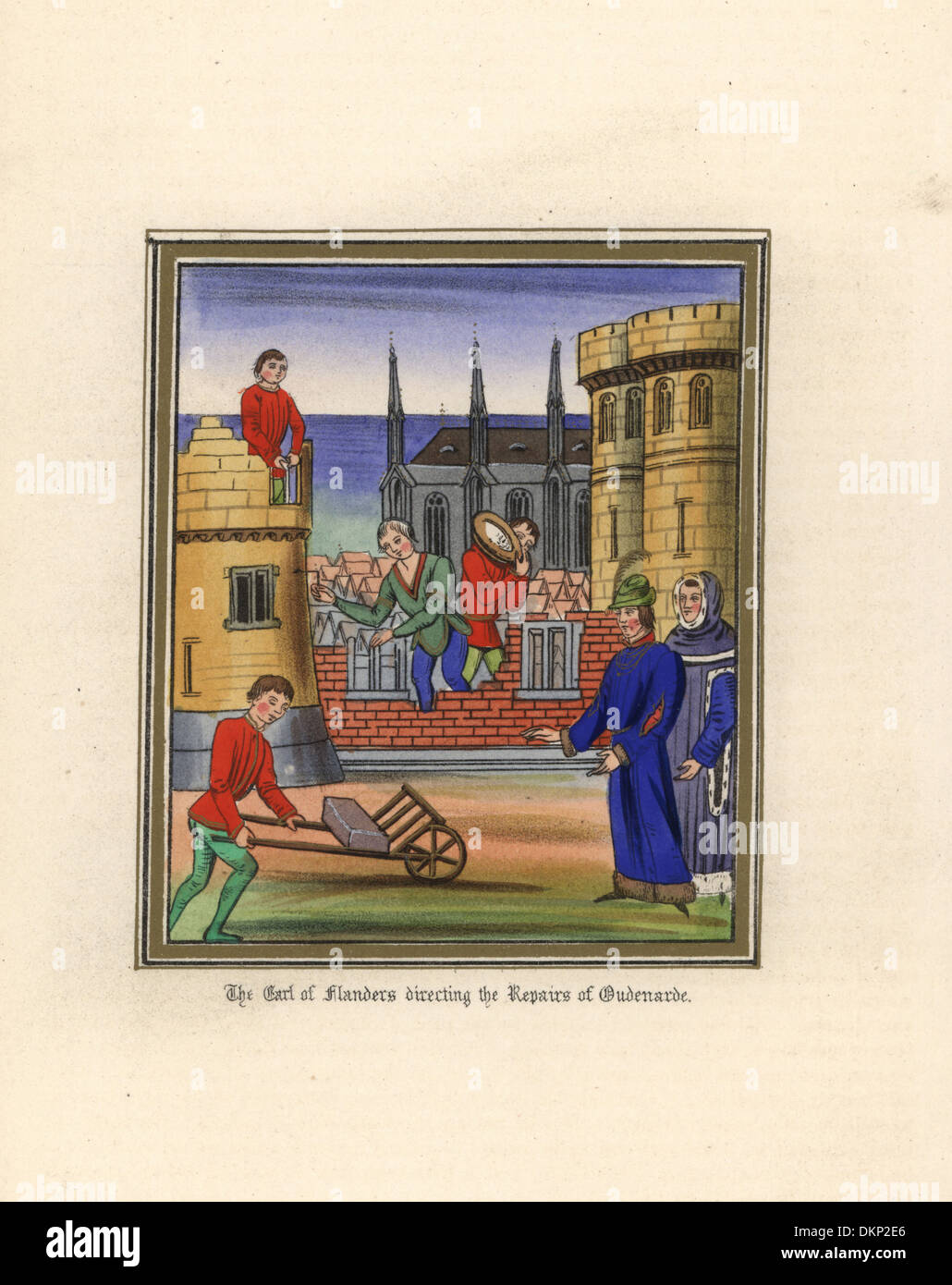 Graf Louis II. von Flandern Regie Reparaturen an Oudenaarde Burg. Stockfoto