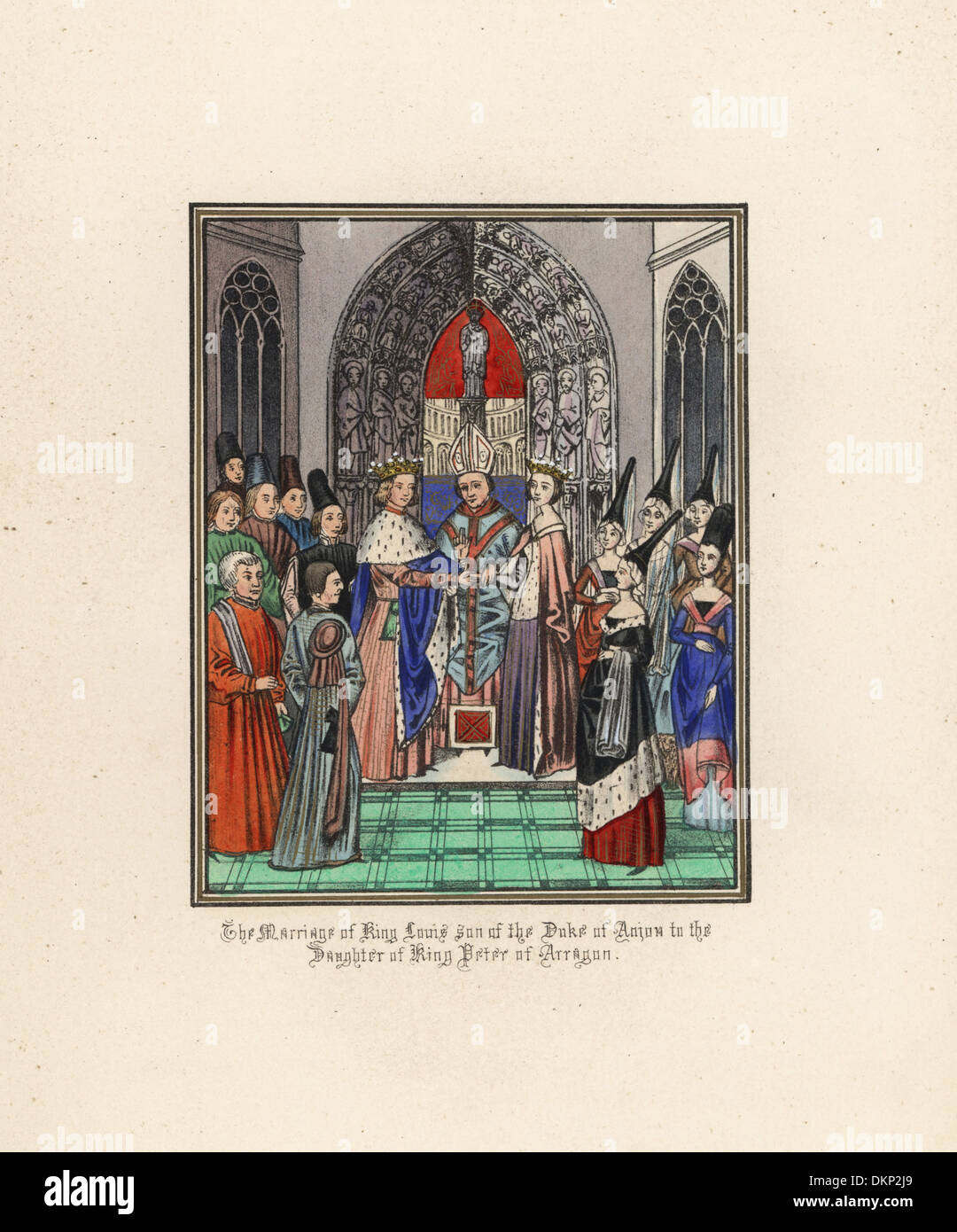 Hochzeit von Louis II. von Neapel, Yolande, Tochter von Peter von Aragon. Stockfoto