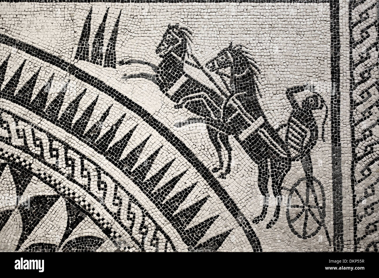 Mosaik-Fußboden (2. Jahrhundert), Archäologisches Nationalmuseum, Taranto, Apulien, Italien Stockfoto