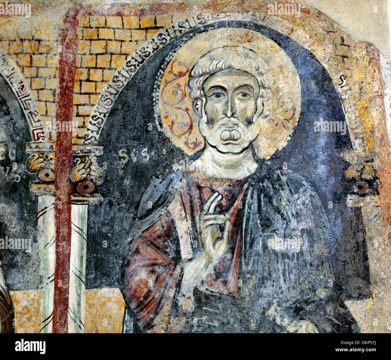 Fresko der Höhlenkirche San Giovanni di Monteroni, Sassi di Matera, Basilikata, Italien Stockfoto