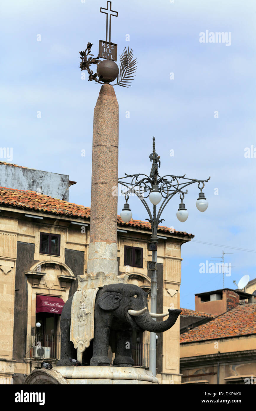 u Liotru, Wahrzeichen der Stadt Catania, Sizilien, Italien Stockfoto