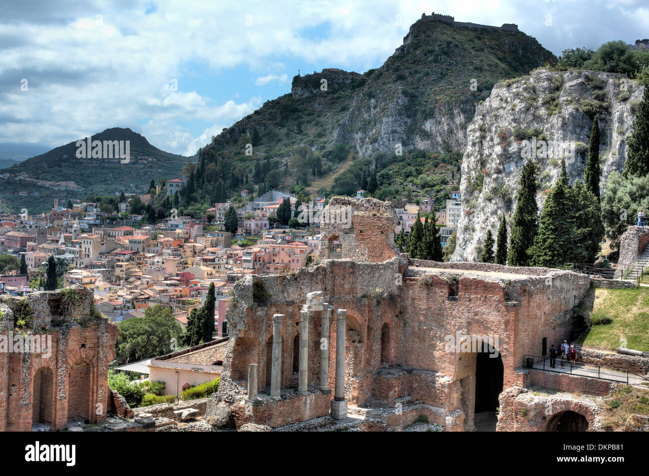 Antike Theater, Taormina, Sizilien, Italien Stockfoto