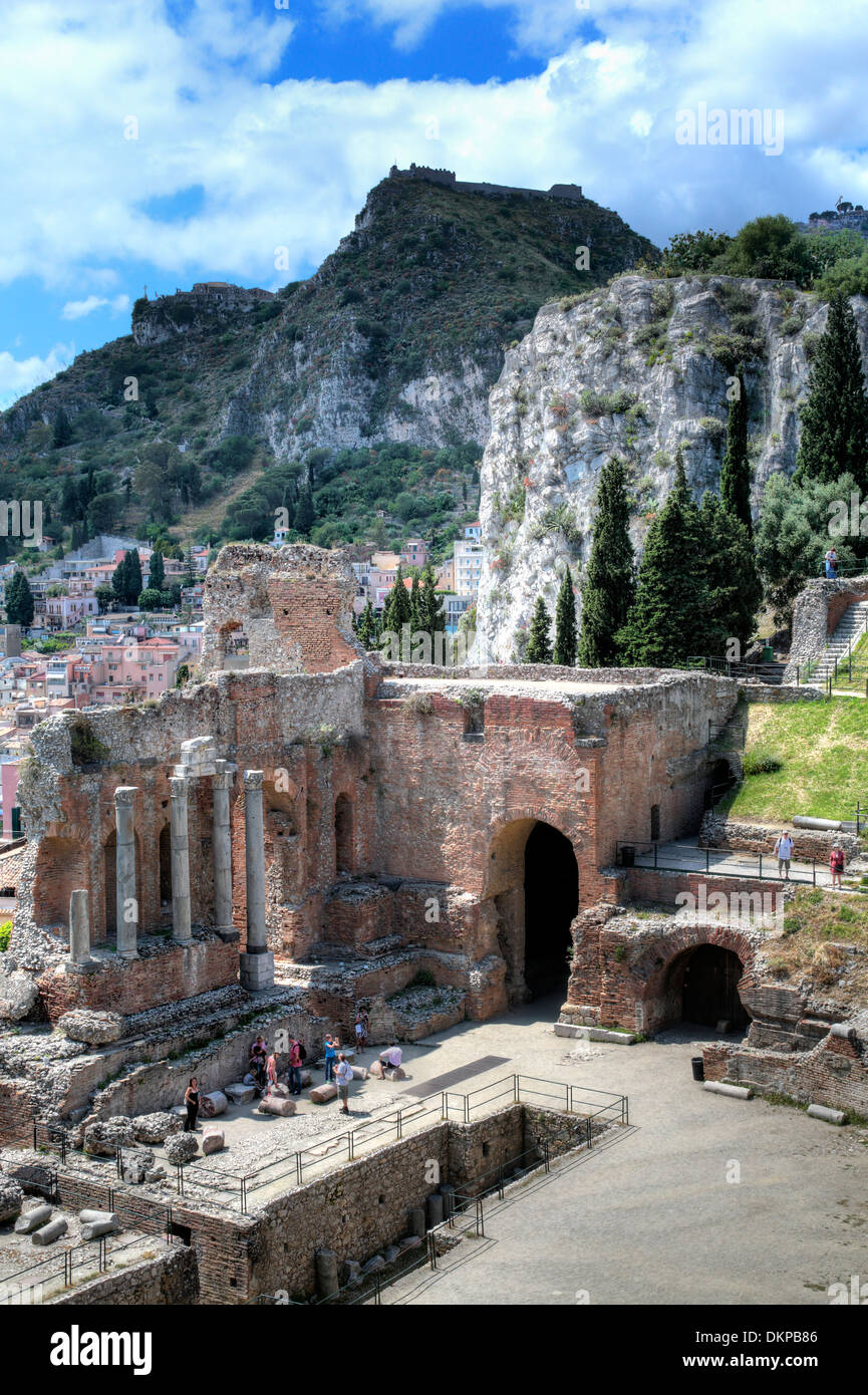 Antike Theater, Taormina, Sizilien, Italien Stockfoto