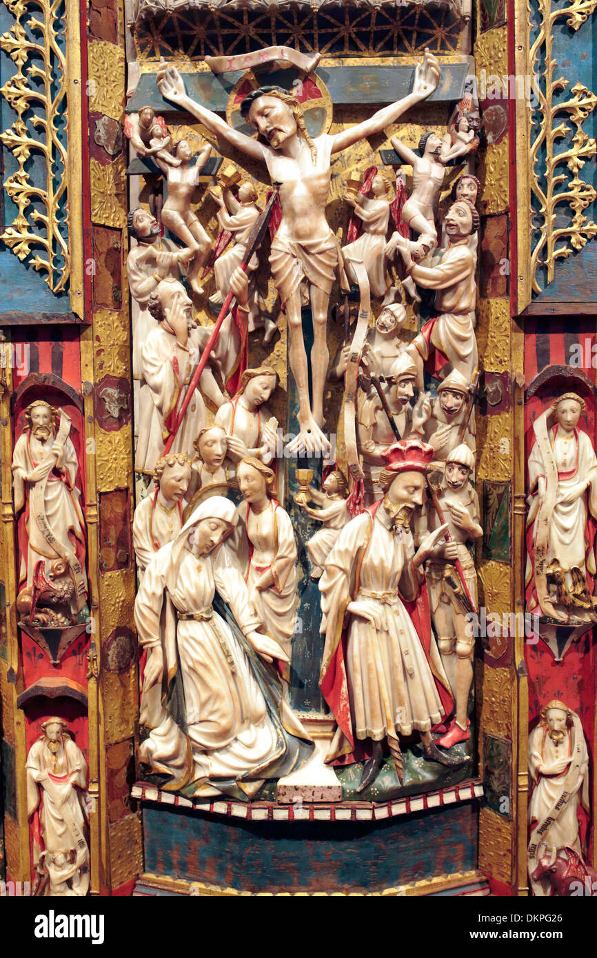 Triptychon mit Szenen aus der Passion (15. Jh.), nationales Museum von Capodimonte, Neapel, Kampanien, Italien Stockfoto