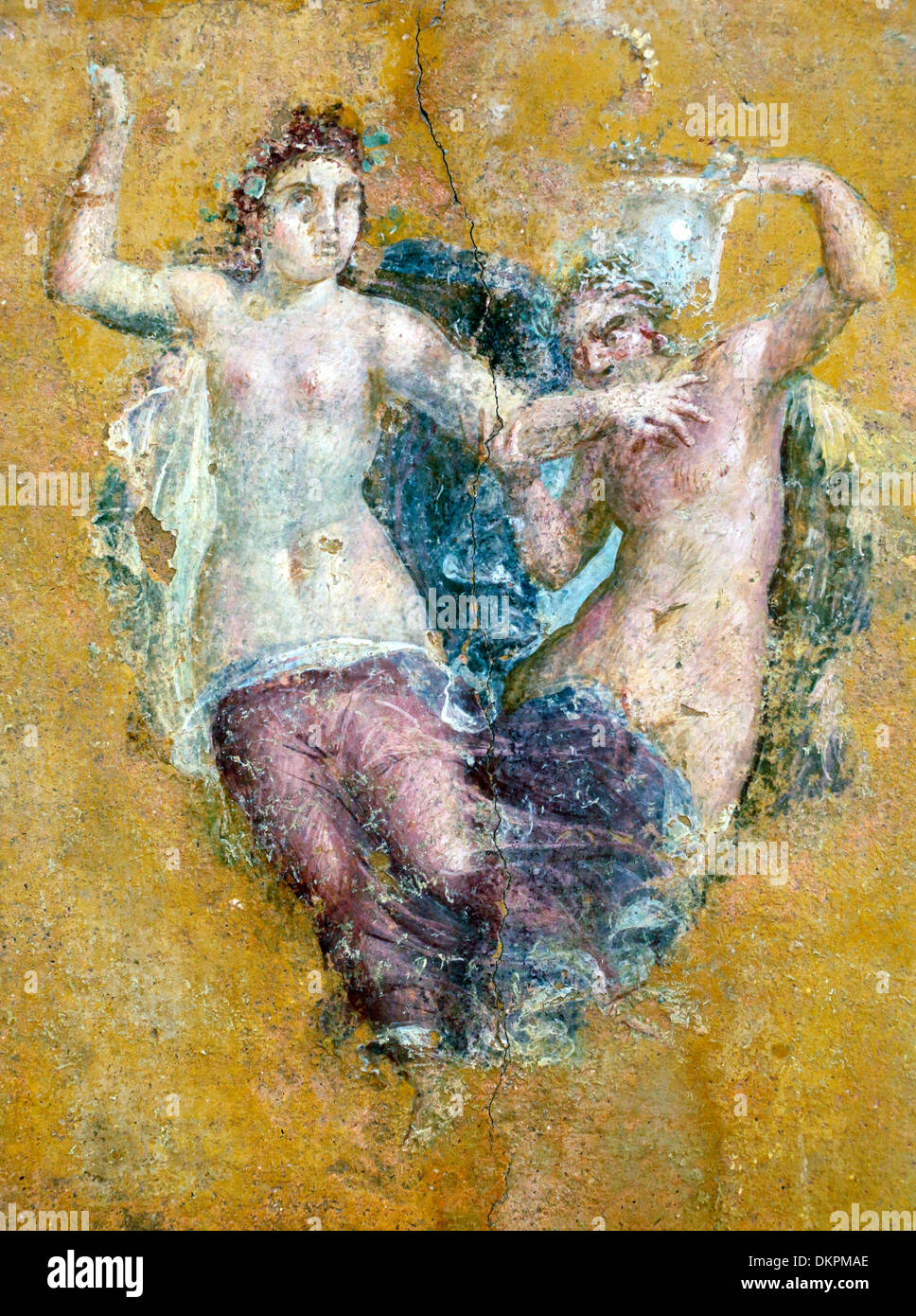 Satyr und Nymphe, römischen Fresko aus Pompeji, Archäologisches Nationalmuseum Neapel, Kampanien, Italien Stockfoto