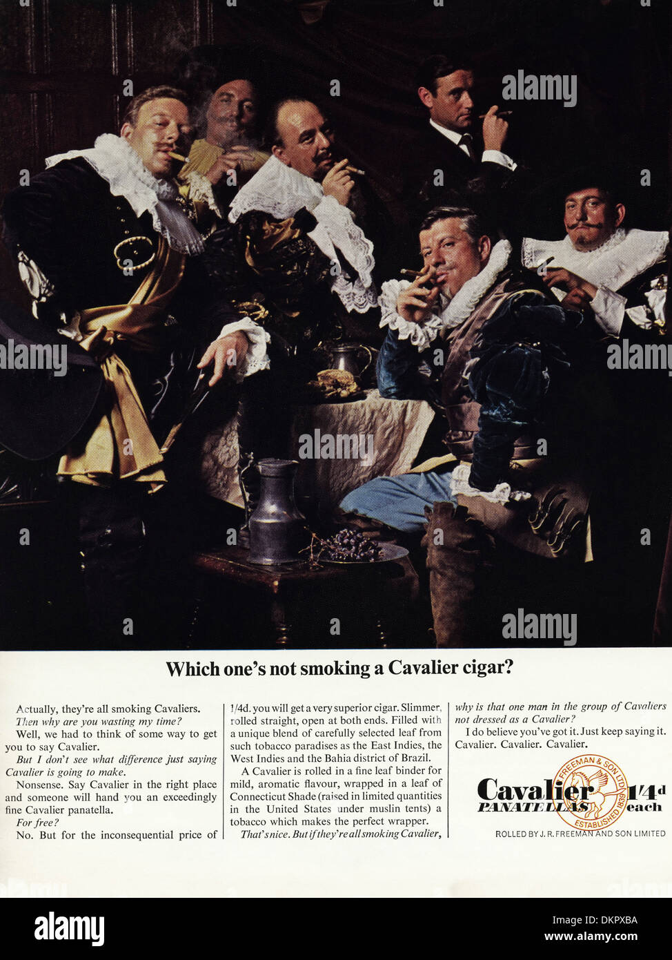 1960er Jahre Vintage Magazin Werbung Werbung CAVALIER PANATELLA Zigarren Stockfoto