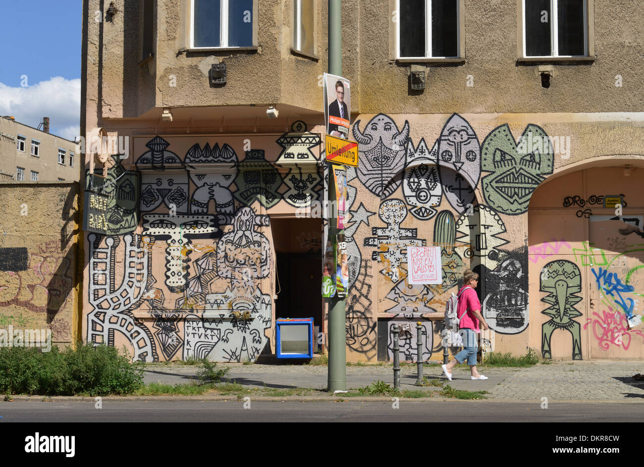 Graffitis, Chausseestraße, Mitte, Berlin, Deutschland Stockfoto