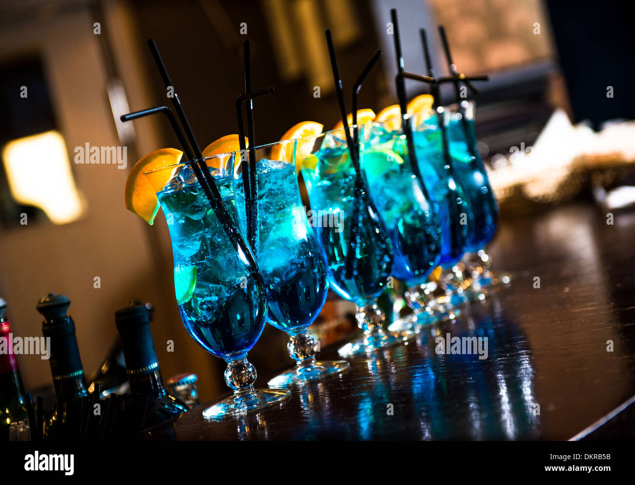 Blaue Lagune Cocktail Stockfoto
