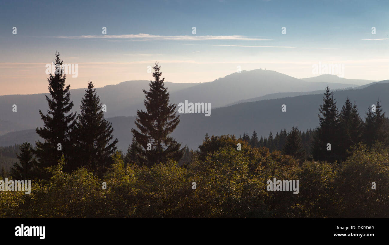 Blick zum großen Arber Berg im Bayerischen Wald, Böhmerwald, Tschechien Stockfoto