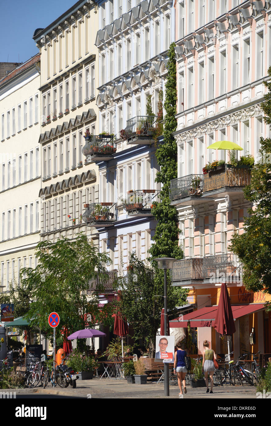 Altbauten, Oderberger Straße, Prenzlauer Berg, Berlin, Deutschland Stockfoto