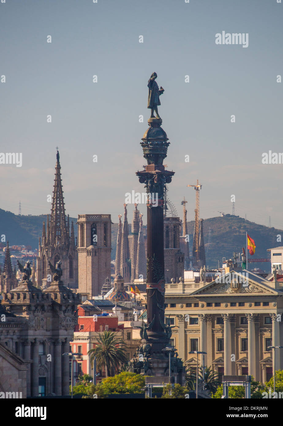 Architektur Barcelona Catalonia Zentrum Stadt Columbus Geschichte Denkmal Kathedrale Sagrada Familia Spanien Europa Columbus zu bauen Stockfoto