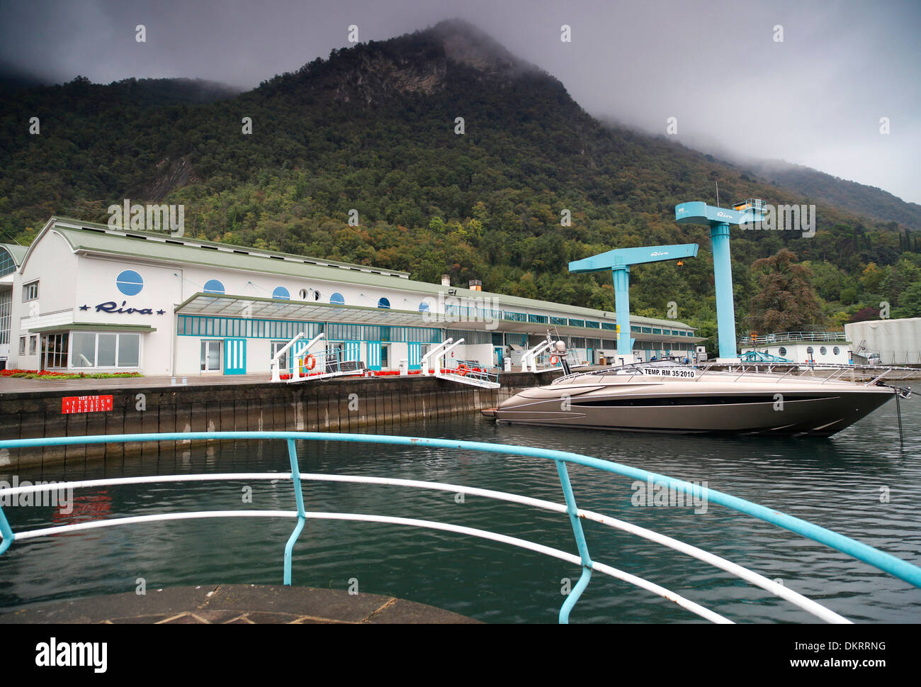 Der Riva Yacht Fabrik am Lago d ' Iseo, Sarnico, Italien. Stockfoto