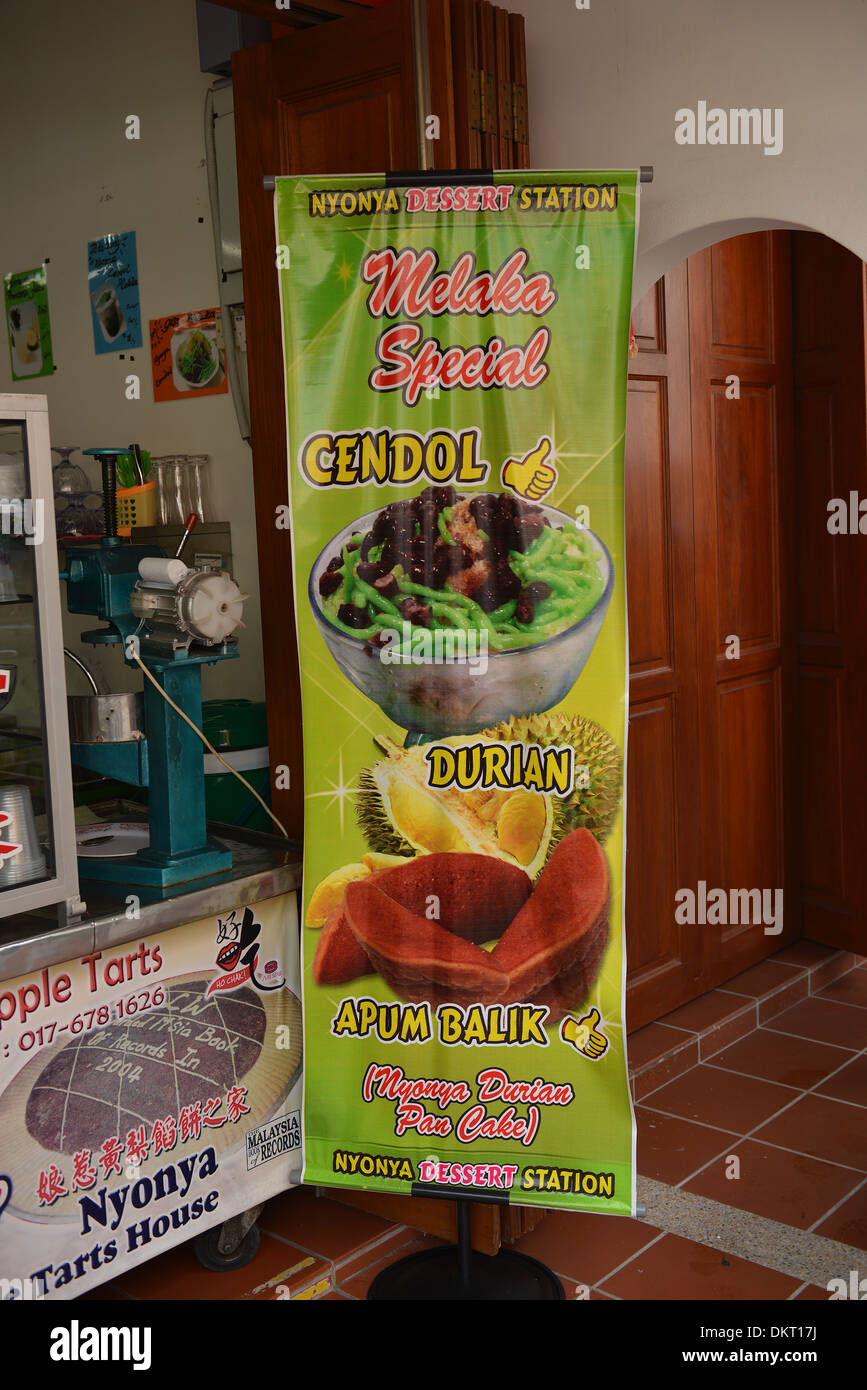 Werbung, Cendol, Melaka, Malaysia Stockfoto