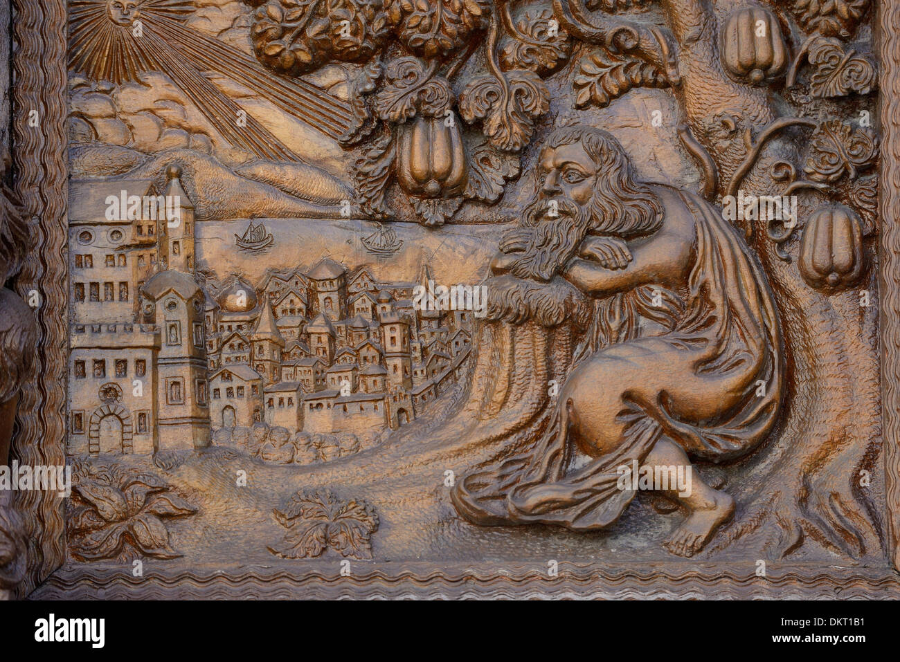 Europa, Schweiz, St. Gallen, Fassade, Dekoration, Relief, Mann, Bart, Stadt Stockfoto