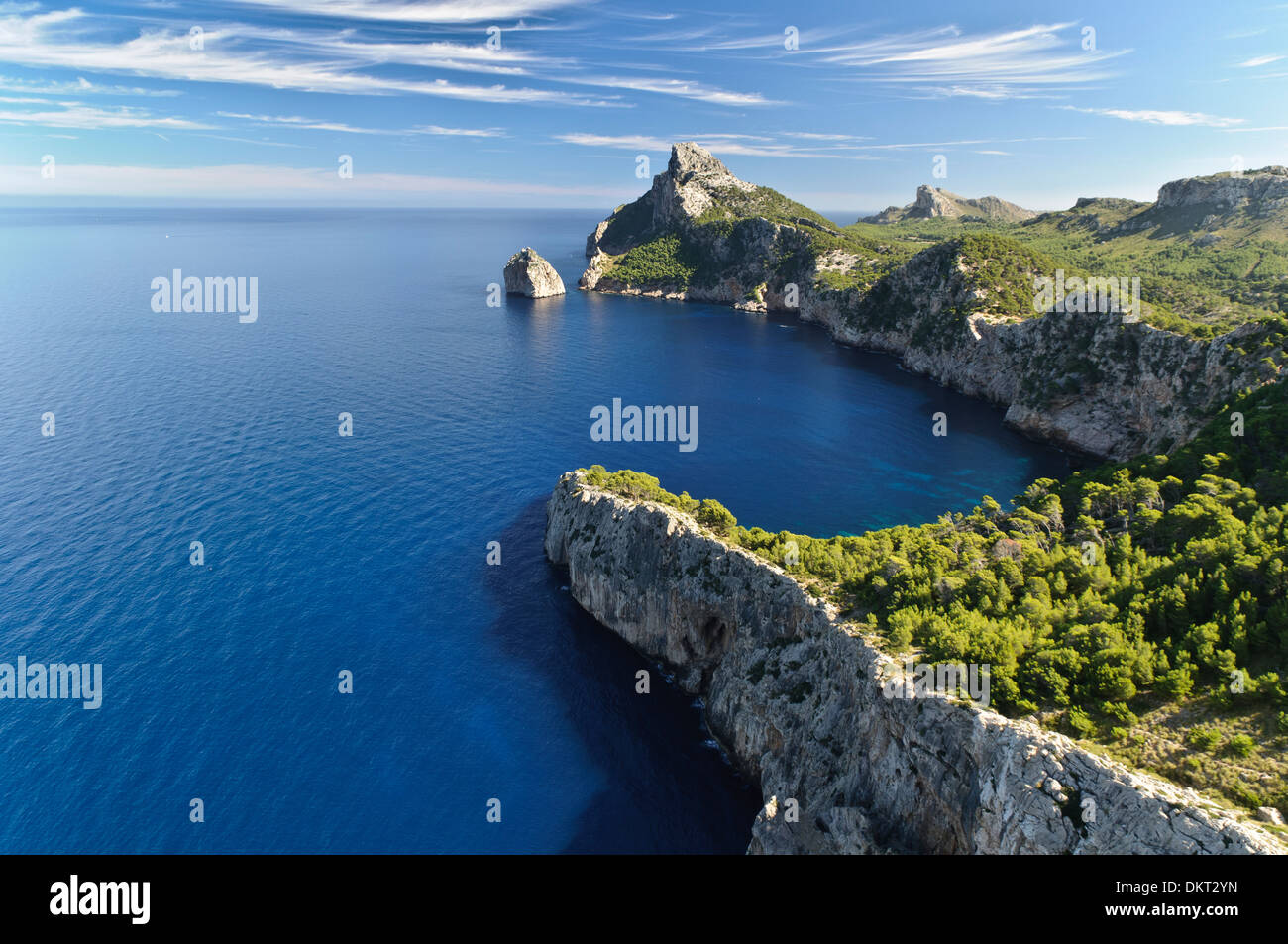 Blick vom Mirador d es Colomer, Mirador de Mal Pas, Cap de Formentor, Formentor, Mallorca, Balearen, Spanien, Europa Stockfoto