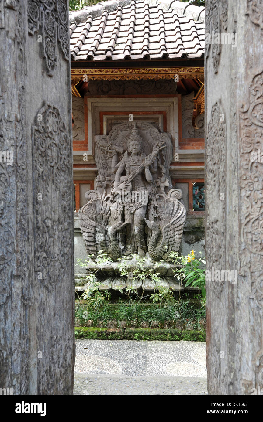Asien, Indonesien, Bali, Ubud, Dalem, Tempel, Kultur, Heiligtum, Skulptur, Musiker Stockfoto