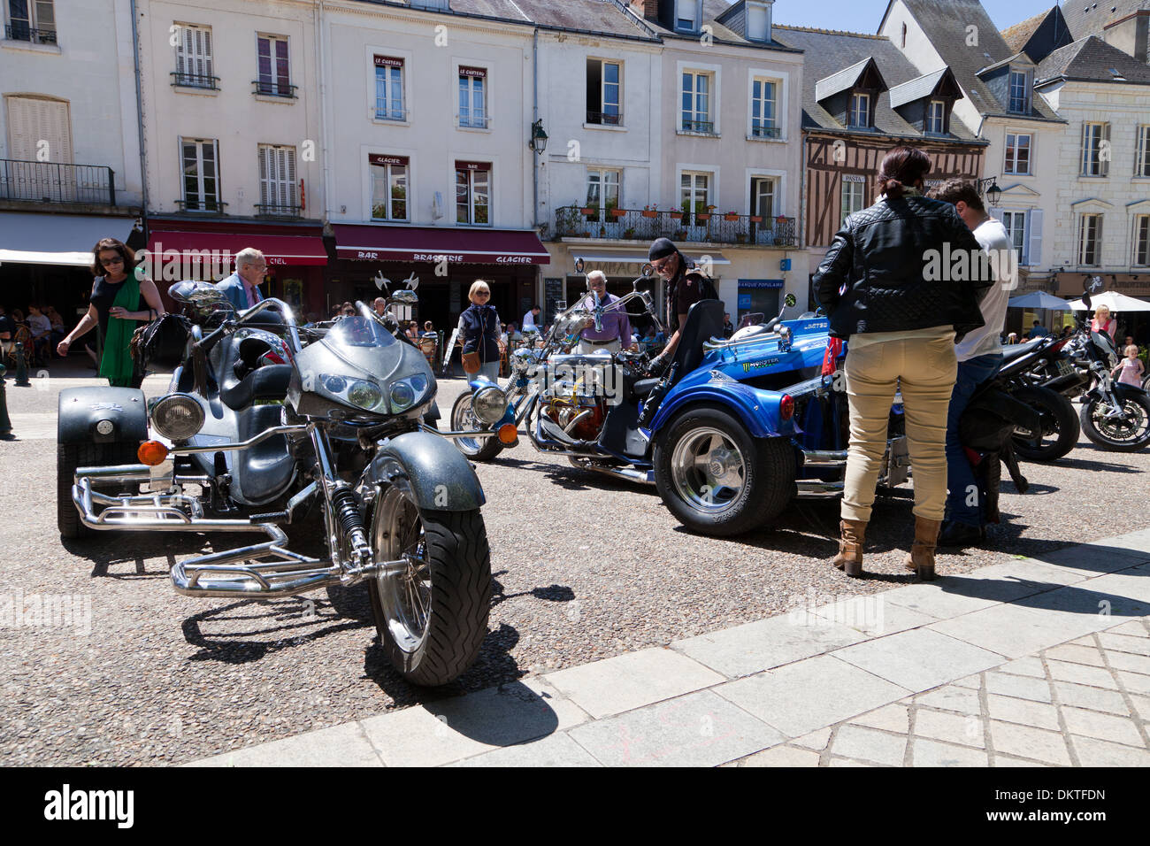 Motorrad Dreiräder in der Stadt Amboise, Frankreich Stockfoto