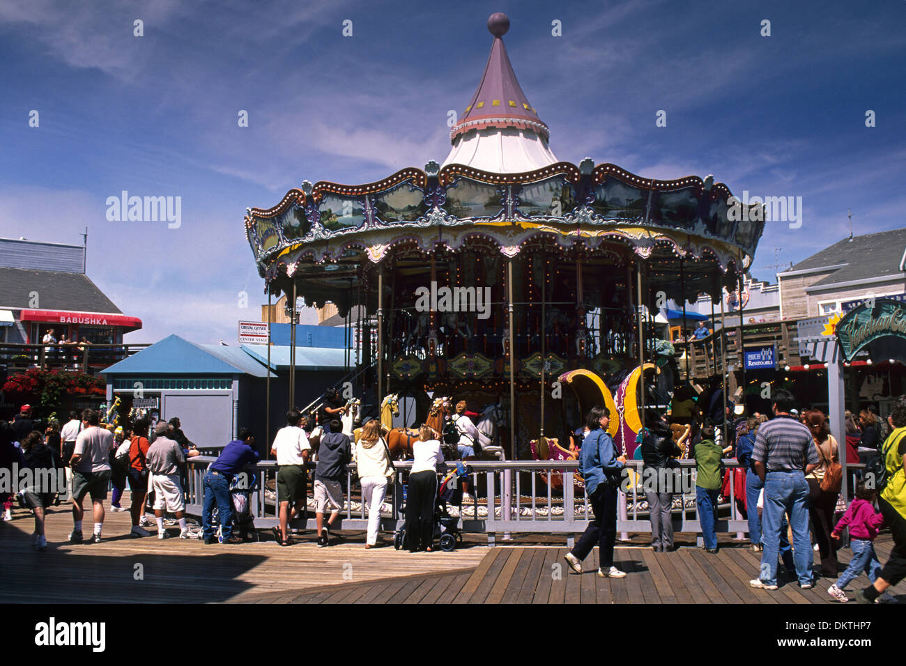 Karussell am Pier 39, in der Nähe von Fisherman's Wharf, San Franciso, California Stockfoto
