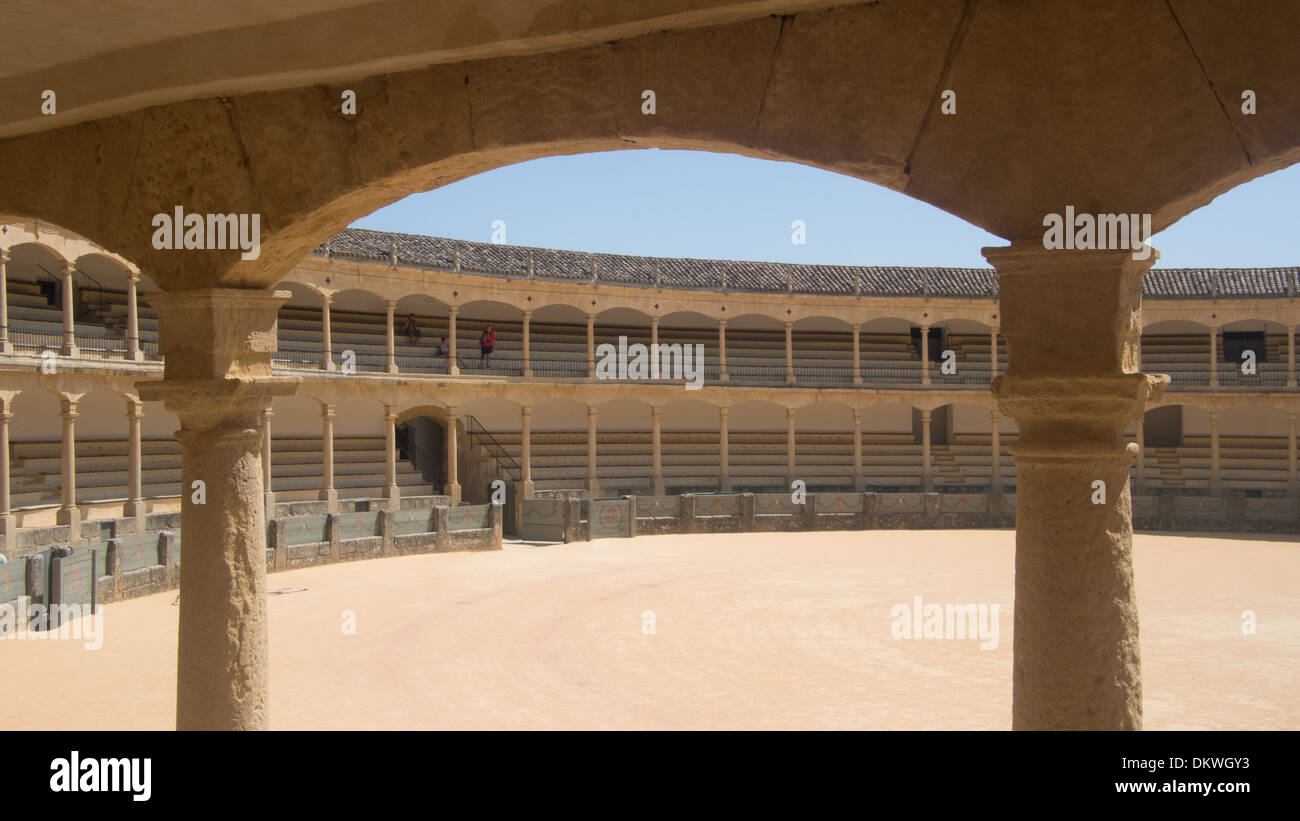 Plaza de Toros, älteste Stierkampfarena Spaniens, Ronda, Andalusien, Spanien. Stockfoto