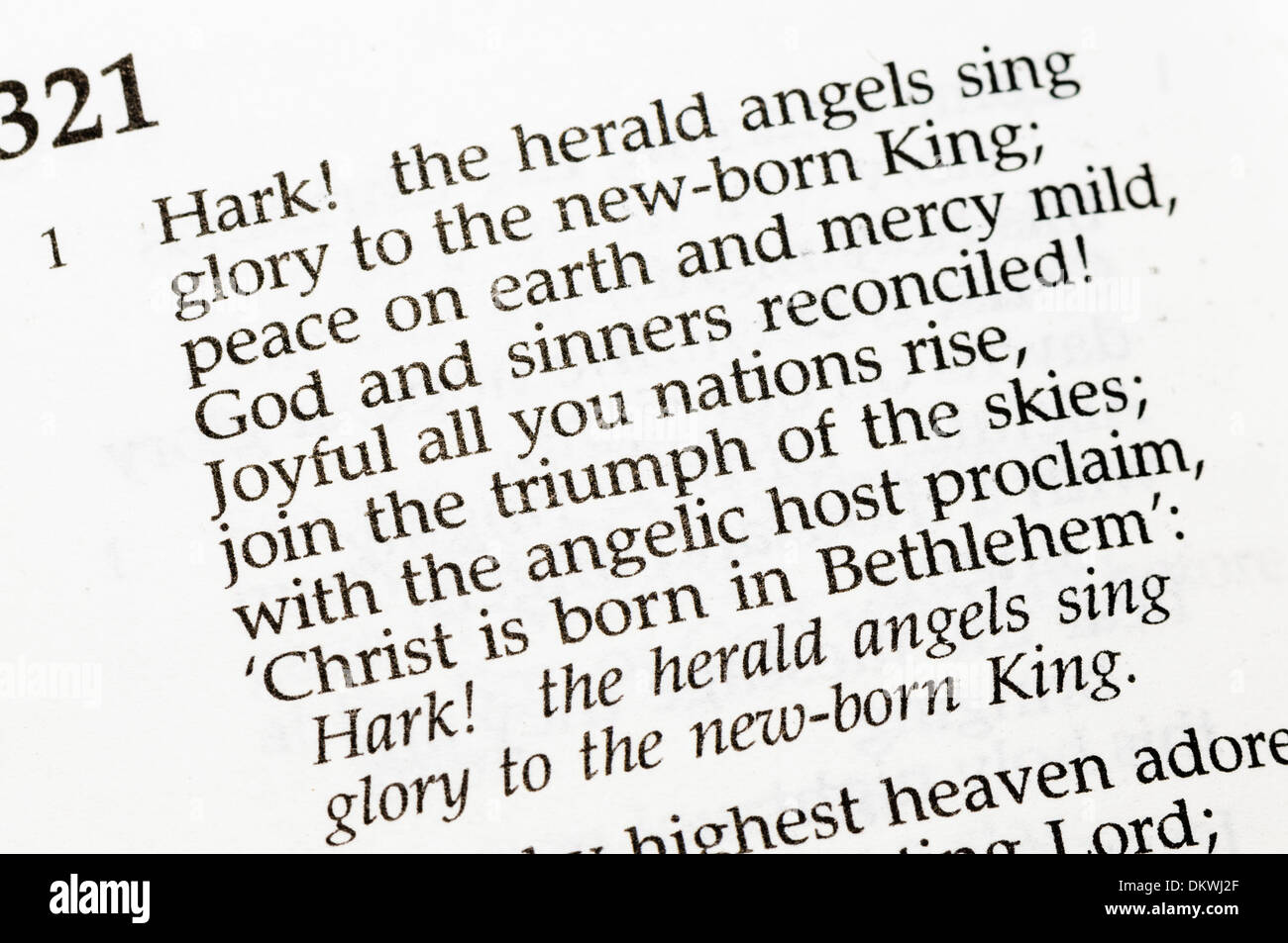 Weihnachtslied - ' Hark! The Herald Angels Sing " Stockfoto