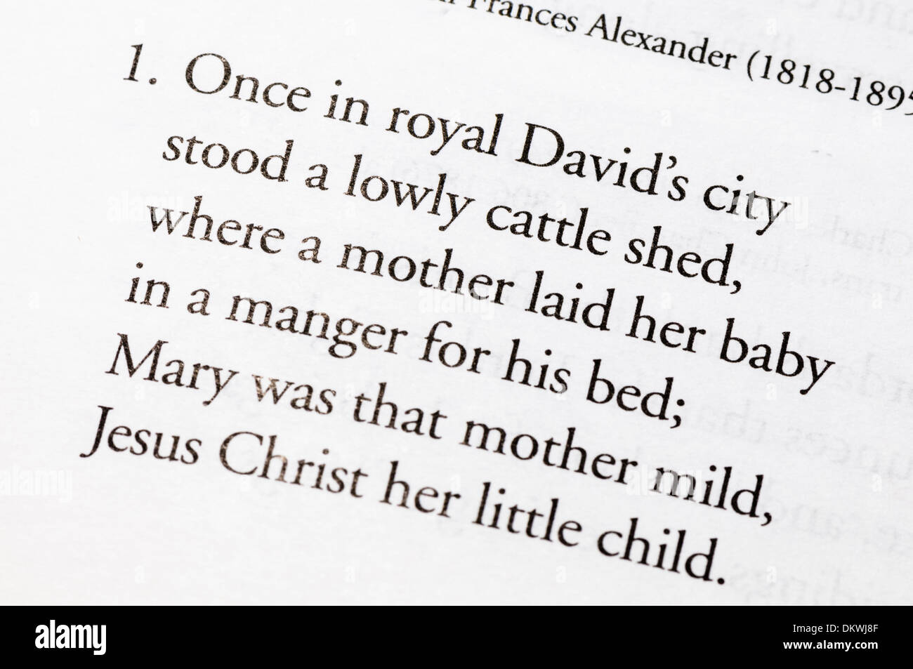 Weihnachtslied - "Einmal In Royal David's City" Stockfoto