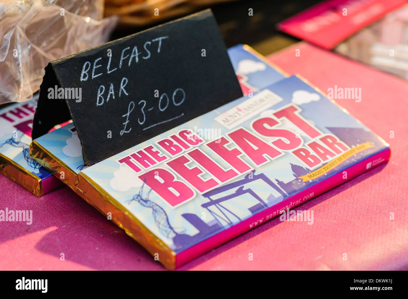 "The Big Belfast Bar" von Schokolade von Tante Sandras Sweet Shop Stockfoto
