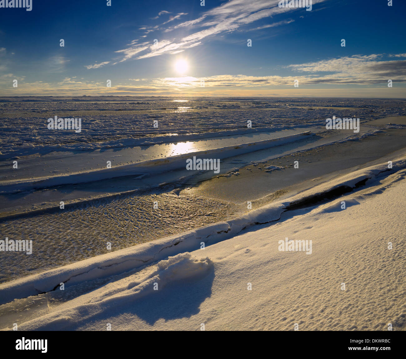 Eisformationen an der Mündung des Flusses sag Entleeren in Prudhoe Bay Beaufort Sea Arctic Ocean in Deadhorse alaska Usa Stockfoto