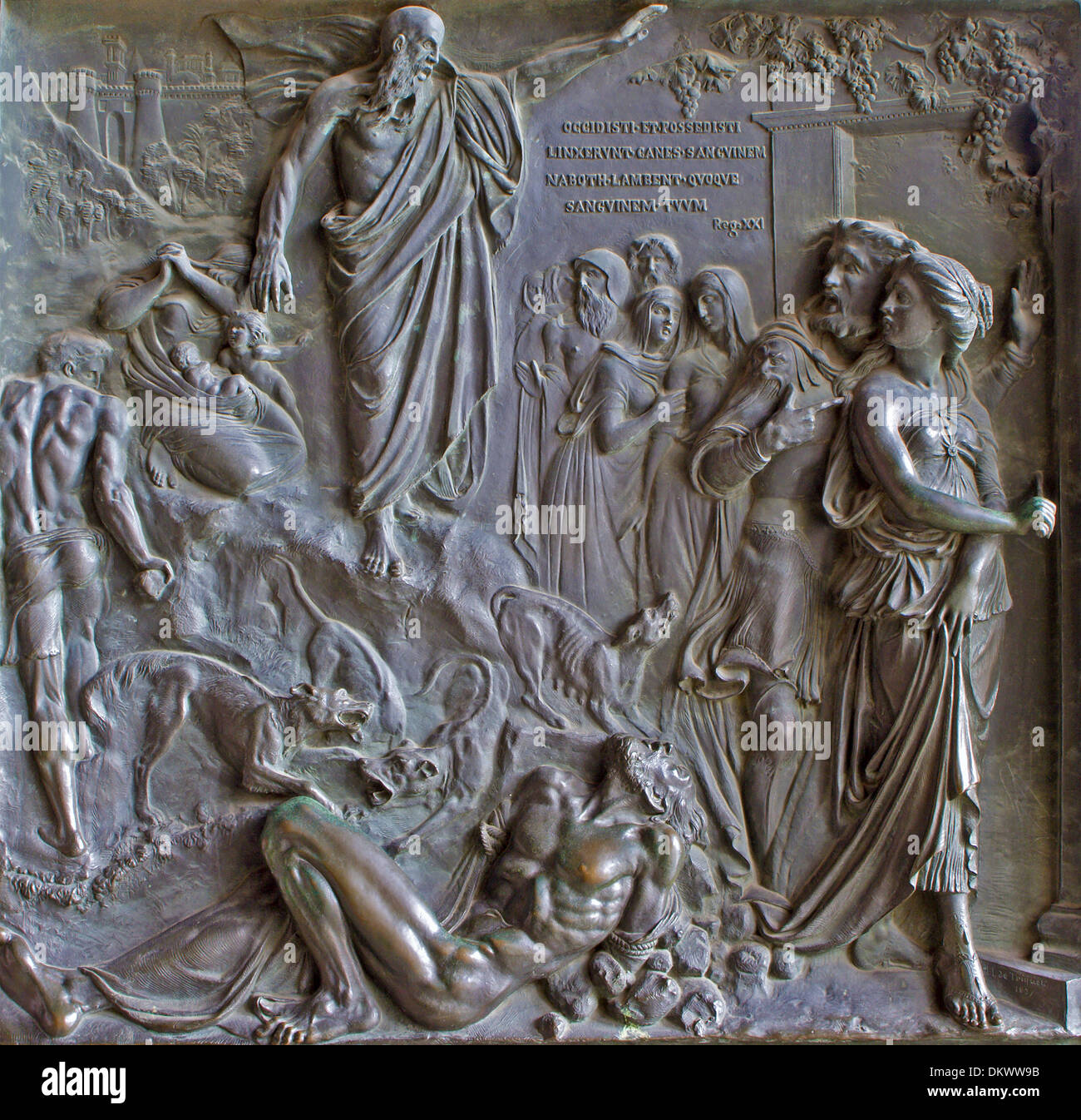 PARIS, APRIL 11: Befreiung von Madeleine-Kirche - Prophet und König Ahab - alttestamentarische Szene Stockfoto