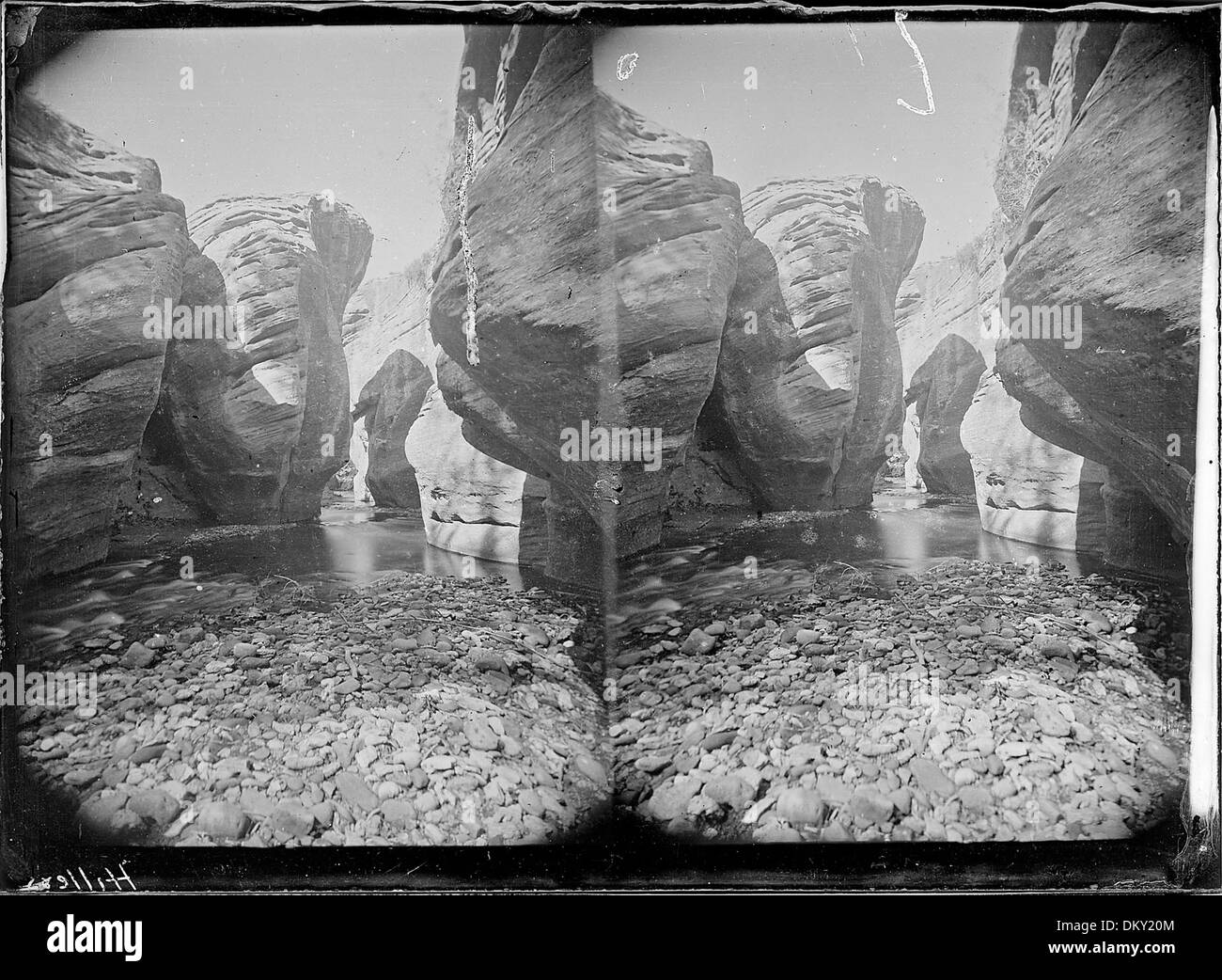 Hier ist ein Ast von Ashley Fork, Teil von Brush Creek, zu sehen. Dieses Gebiet mit seiner historischen Bedeutung ist an frühere Identifikationsnummern und Daten gebunden. Stockfoto