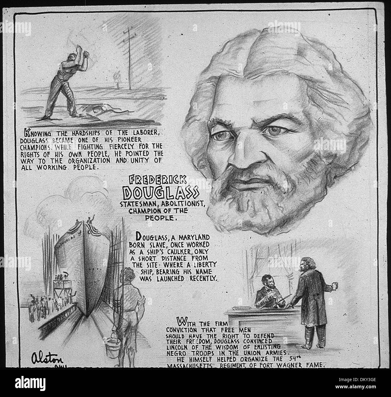 Frederick Douglass war ein bekannter Staatsmann, Abolitionist und Verfechter der Bürgerrechte, anerkannt für seine Führungsrolle im Kampf gegen Sklaverei und Rassenungleichheit in den USA Stockfoto