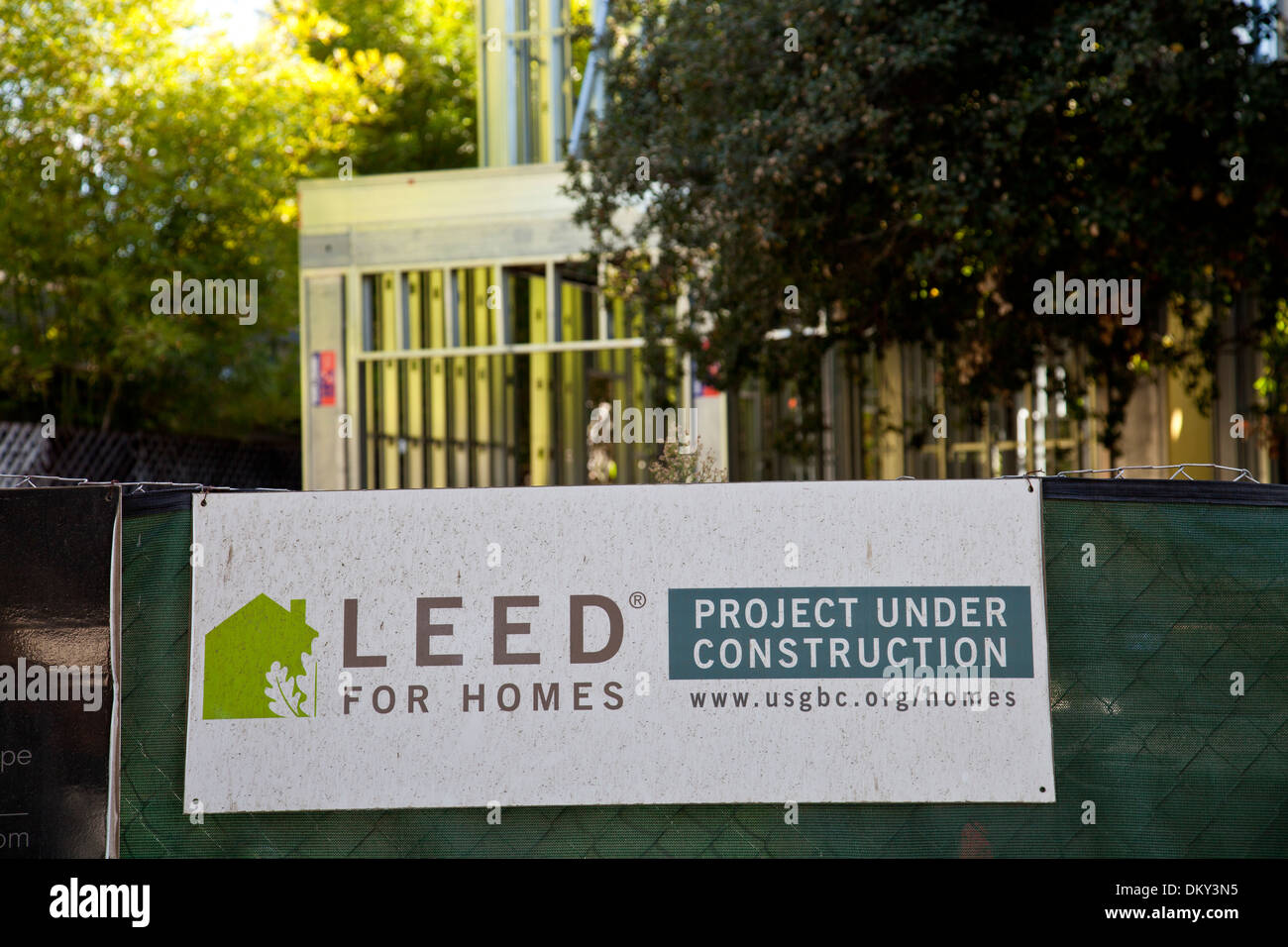 LEEd-Hausbau-Zeichen in Los Angeles. Stockfoto