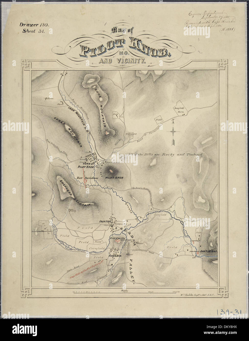 Karte von Pilot Knob, Mo., und Umgebung. WM. Hoelcke, Captn. & Zustellb. A. de C. 305779 Stockfoto