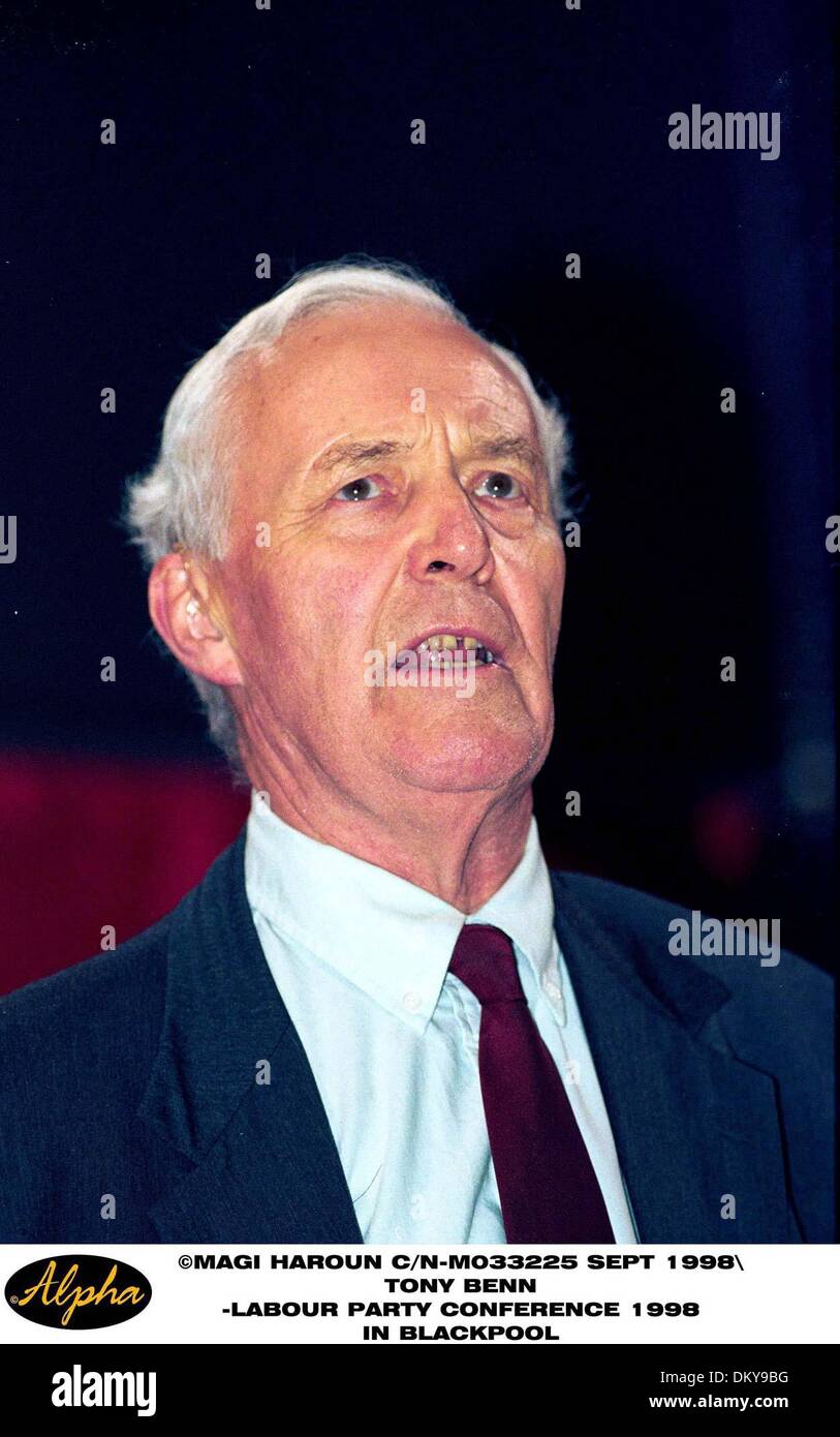 30. September 1998 - Balckpool, Großbritannien - Sept. 1998 TONY BENN besuchen die LABOUR-Partei. Konferenz 1998 IN BLACKPOOL (Kredit-Bild: © Globe Photos/ZUMAPRESS.com) Stockfoto
