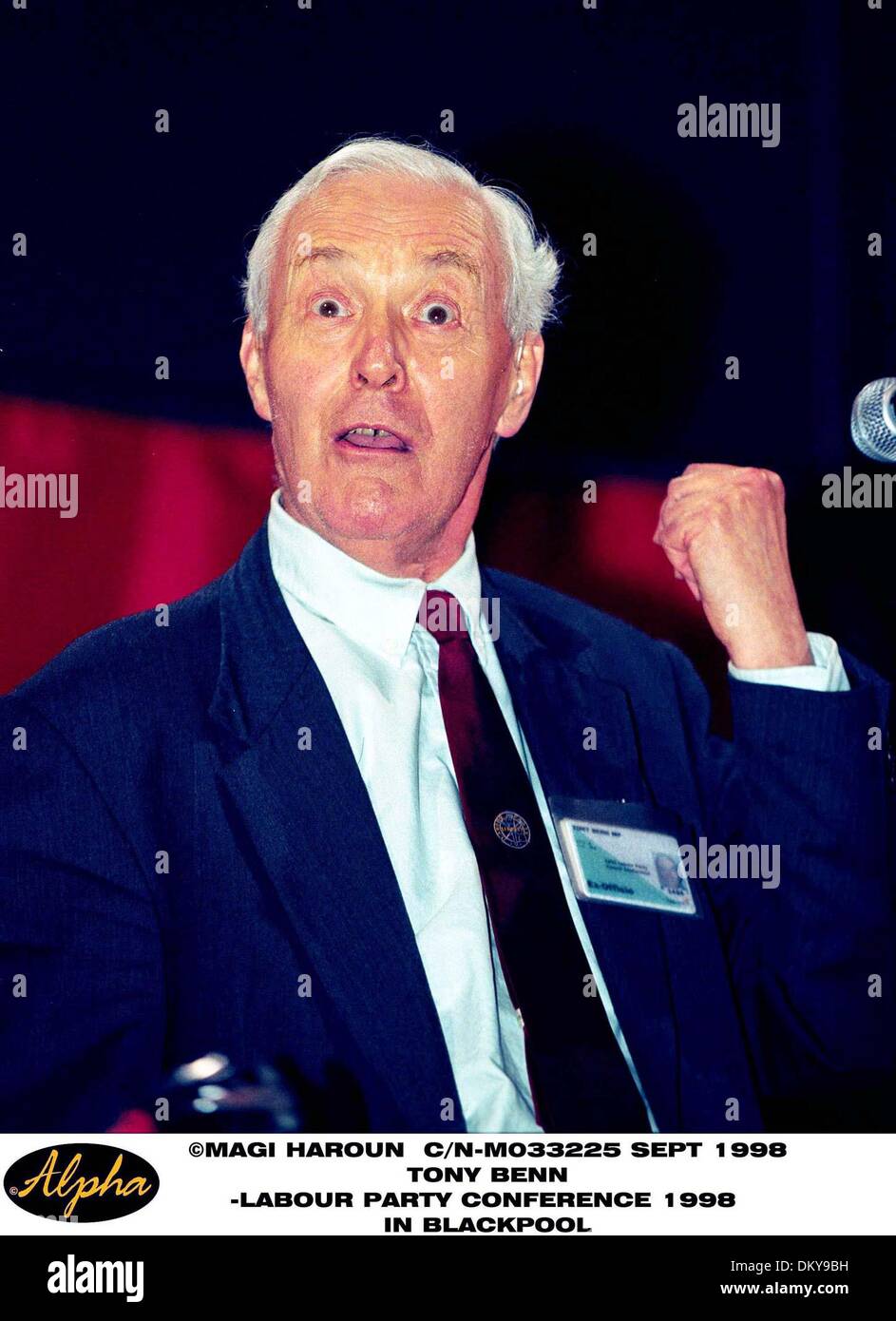 30. September 1998 - Balckpool, Großbritannien - Sept. 1998 TONY BENN besuchen die LABOUR-Partei. Konferenz 1998 IN BLACKPOOL (Kredit-Bild: © Globe Photos/ZUMAPRESS.com) Stockfoto