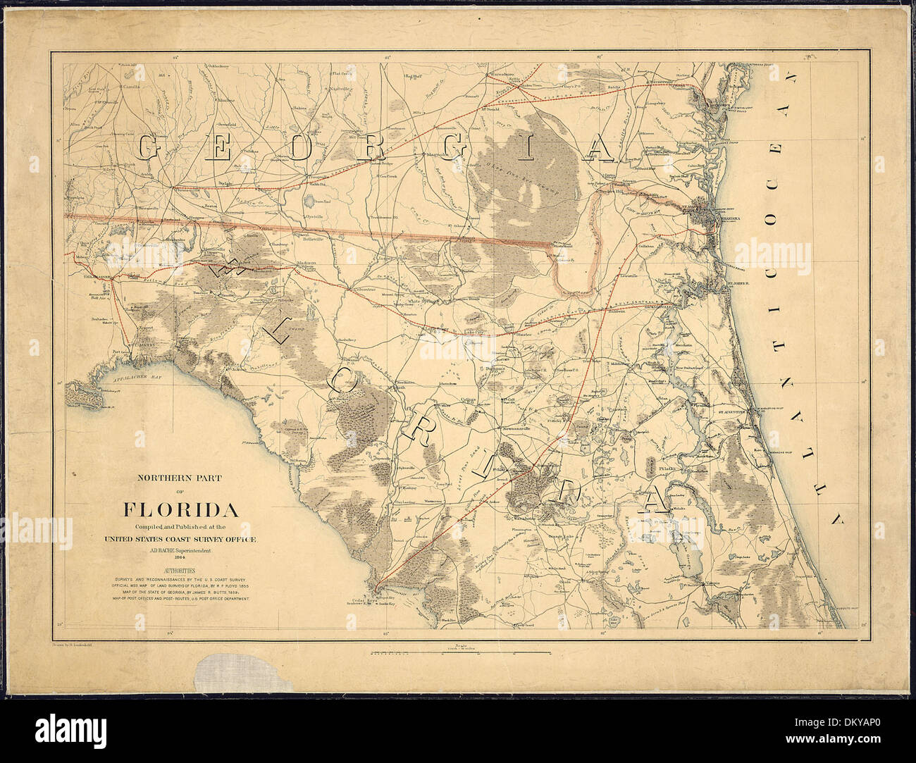 Nördlichen Teil von Florida. Zusammengestellt und veröffentlicht in der United States Coast Survey Office, A. D. Bache... 305412 Stockfoto