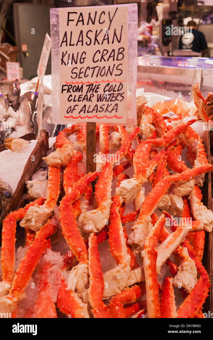 Washington, Seattle, Pike Place Market, Meeresfrüchte, Schalentiere, King Crab Legs Stockfoto