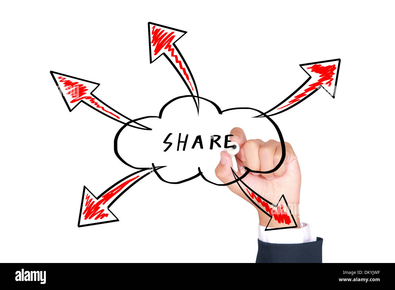 Geschäftsmann, die Zeichnung einer Cloud Computing-Konzept Stockfoto