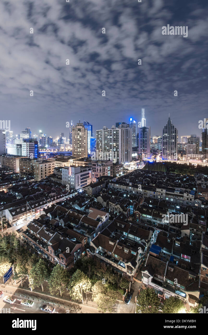 Stadtbild, Nachtszene, Huangpu, Puxi, Shanghai, China Stockfoto
