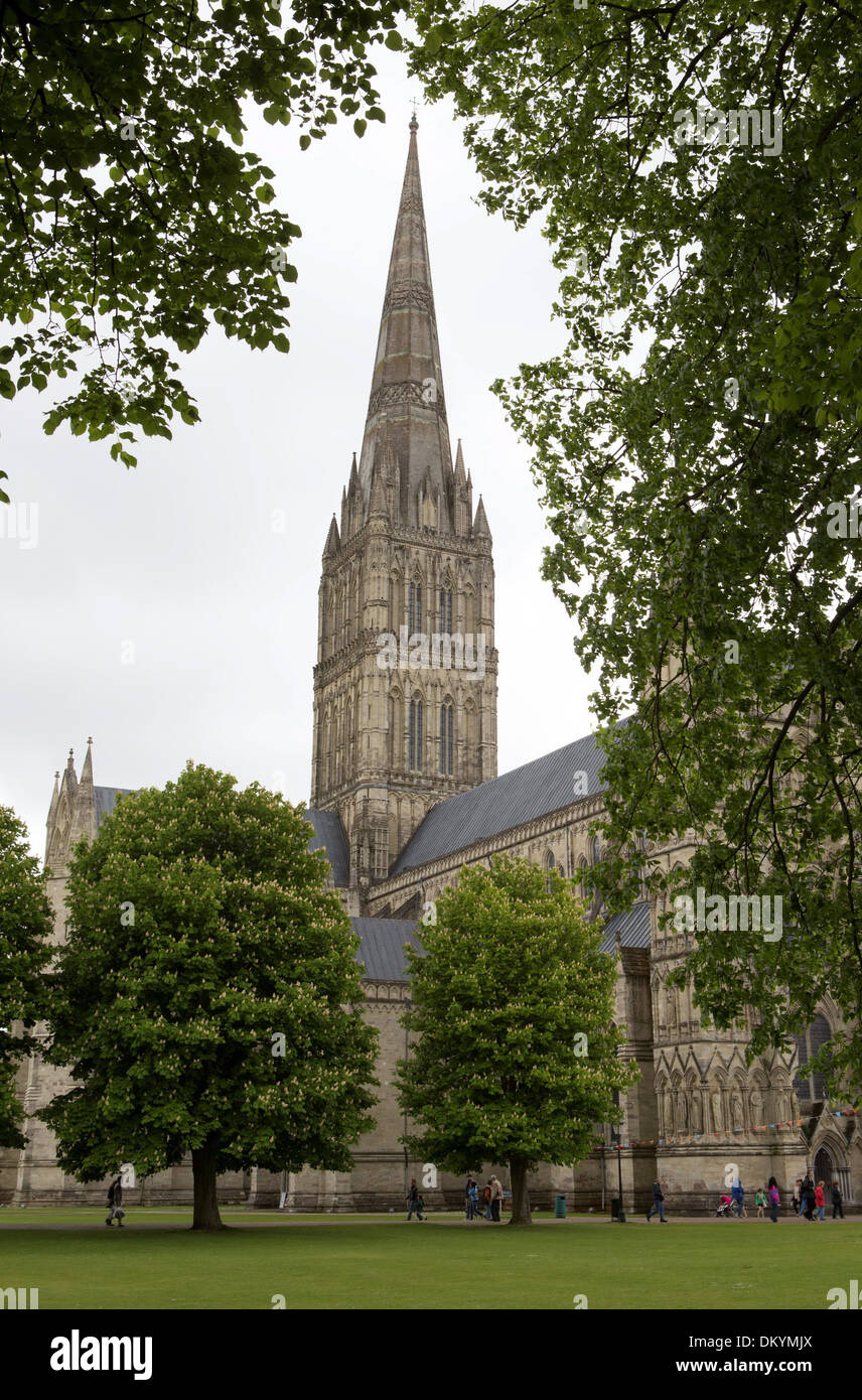 GV der Kathedrale von Salisbury, Wiltshire. 29. Mai 2013 Stockfoto