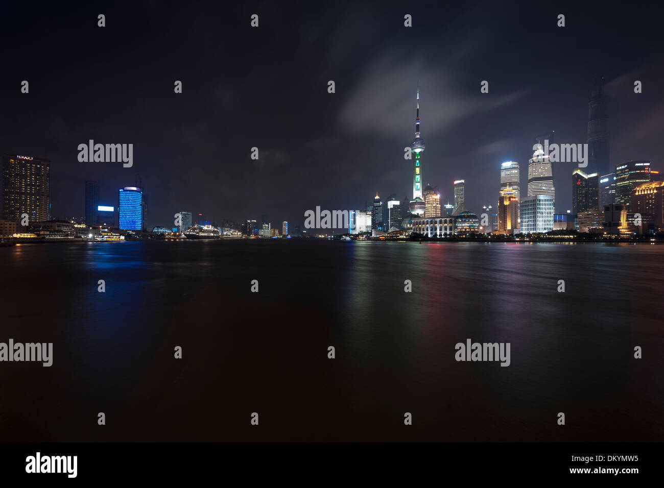Skyline, Stadt, Nacht-Szene, Lujiazui Pudong, Shanghai, China Stockfoto
