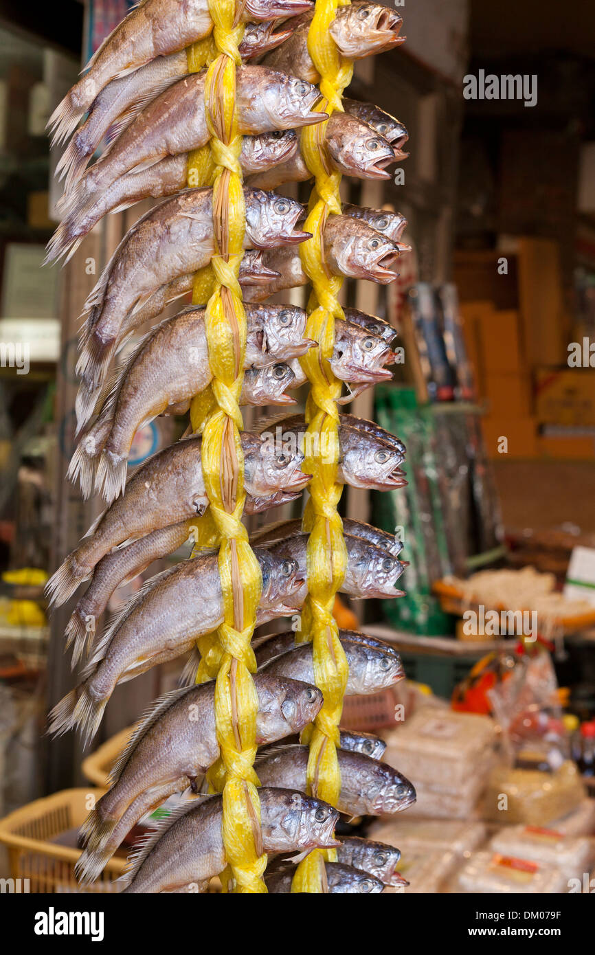 Getrocknete Croakers zum Verkauf an traditionellen Markt - Seoul, Südkorea Stockfoto