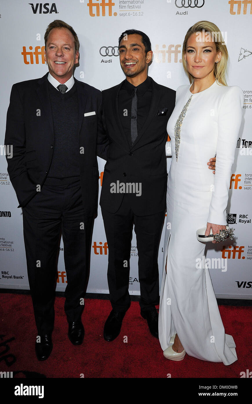 Kiefer Sutherland Riz Ahmed und Kate Hudson "Nur ungern fundamentalistischen" premiere Ankünfte in der Roy Thomson Hall im Jahr 2012 Stockfoto