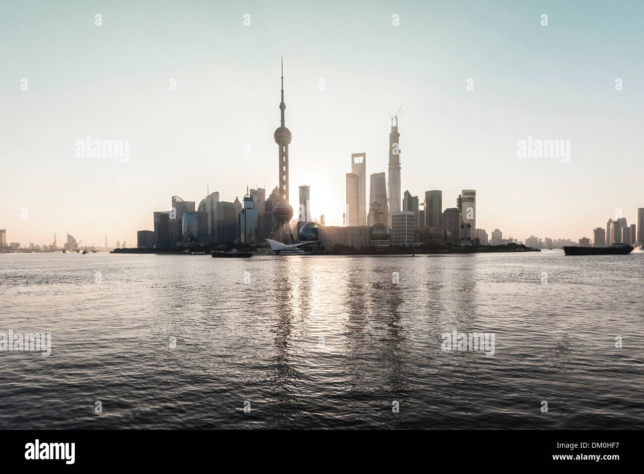 Stadtansicht, Skyline, Sonnenaufgang, Shanghai, China Stockfoto
