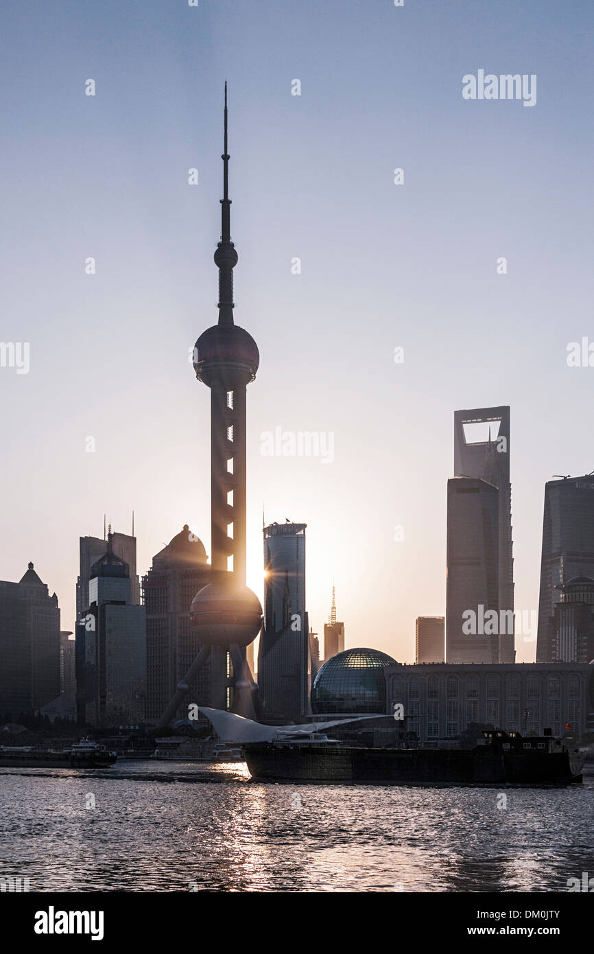 Stadtansicht, Skyline, Sonnenaufgang, Shanghai, China Stockfoto