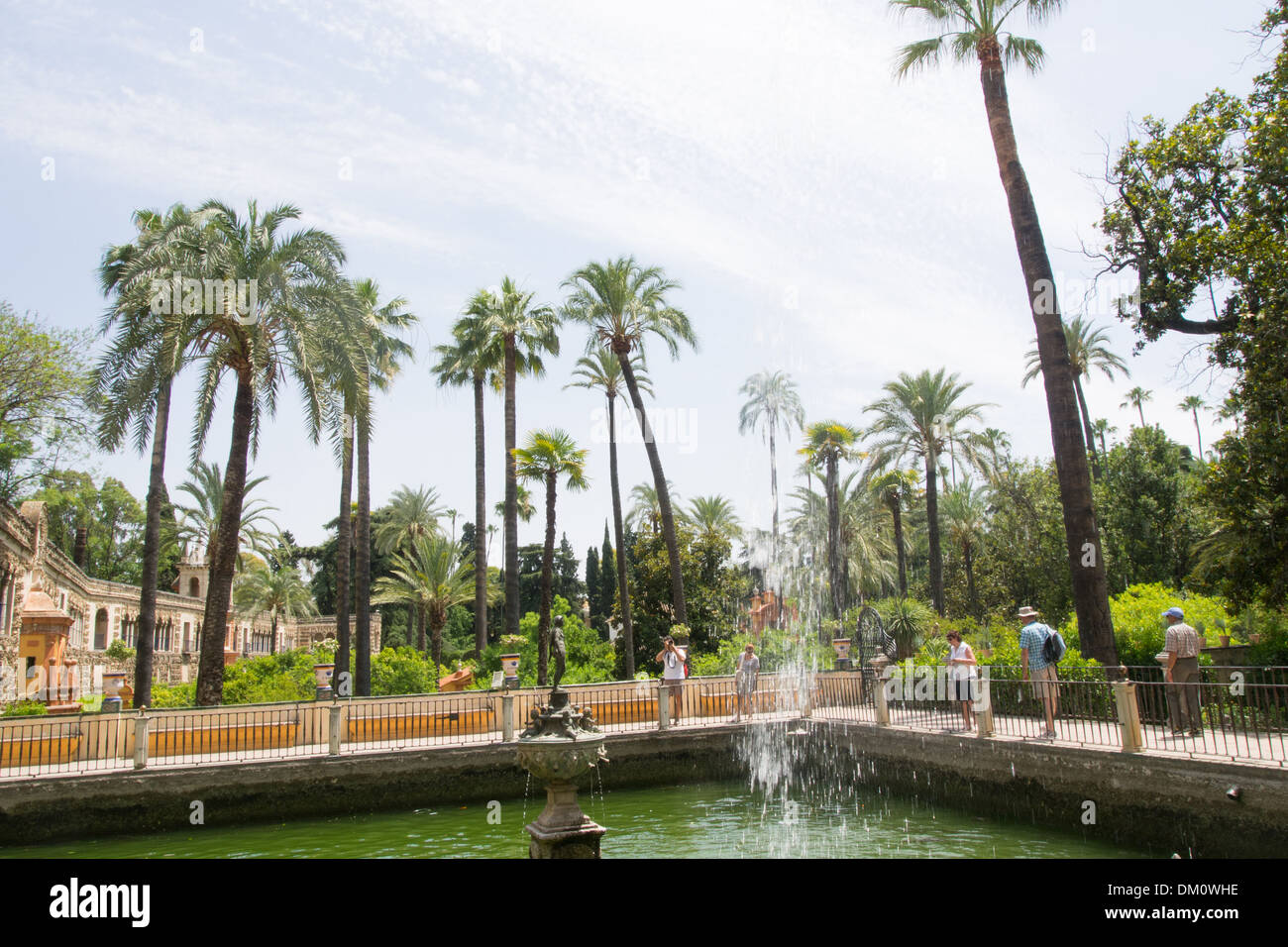 Gärten des Alcázar (Königlicher Palast), Sevilla, Andalusien, Spanien. "Wassergärten von Dorne" in Game of Thrones. Stockfoto