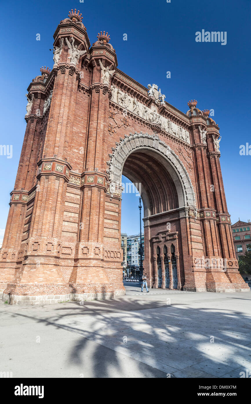 Arc de Triomf, Barcelona. Entworfen von Josep Vilaseca ich Casanovas. Als der wichtigste Zugang Tor für Barcelona Weltausstellung 1888 gebaut Stockfoto